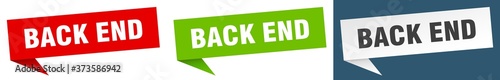 back end banner sign. back end speech bubble label set