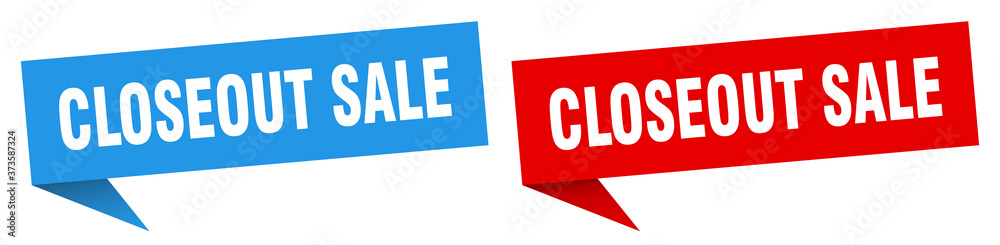 closeout sale banner sign. closeout sale speech bubble label set closeout sale banner sign. closeout sale speech bubble label set