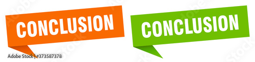 conclusion banner sign. conclusion speech bubble label set