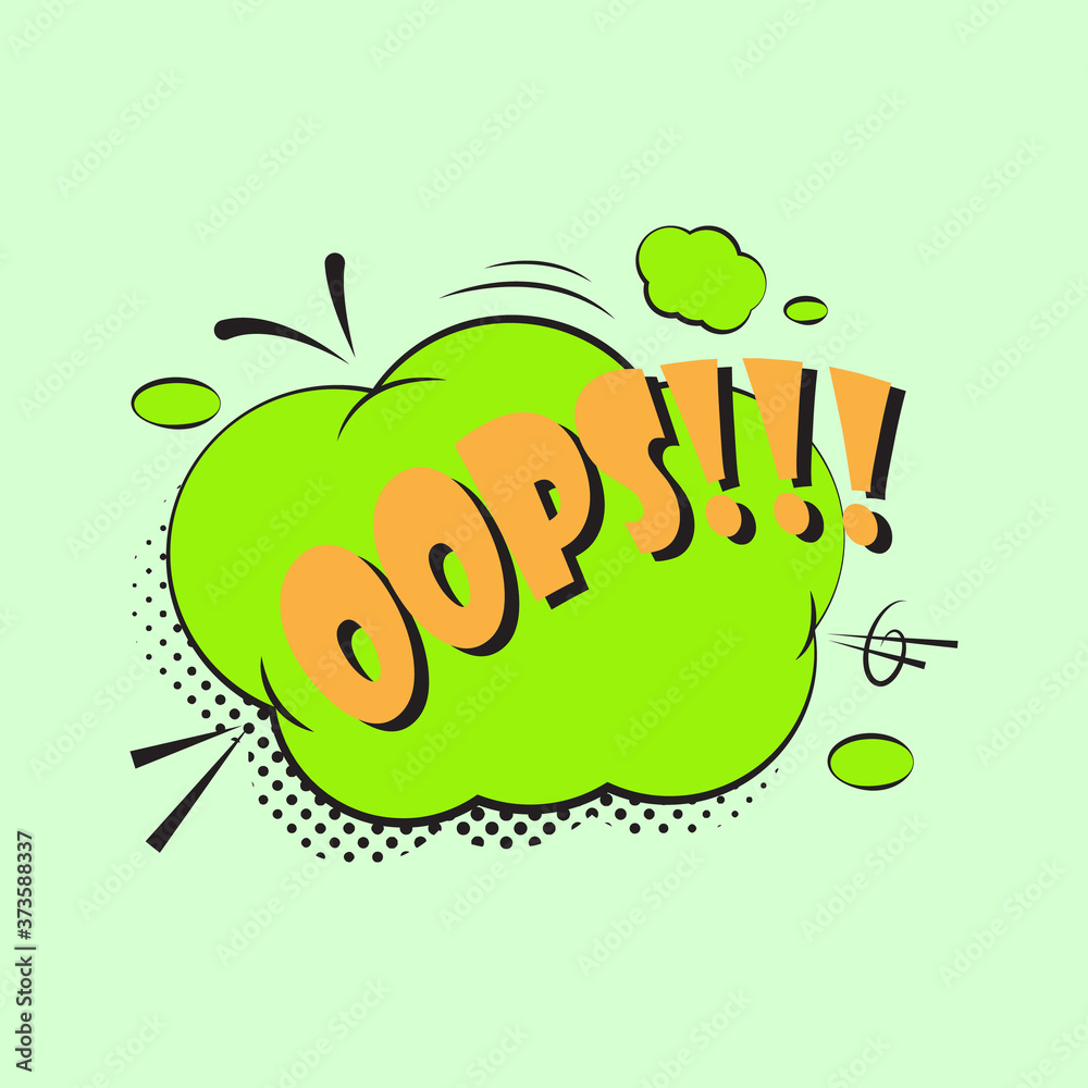 Comic speech bubble with oops text.