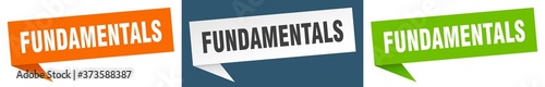 fundamentals banner sign. fundamentals speech bubble label set