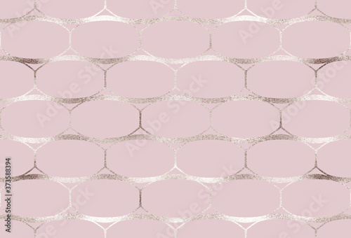Geometric seamless pattern with silver oval grid.