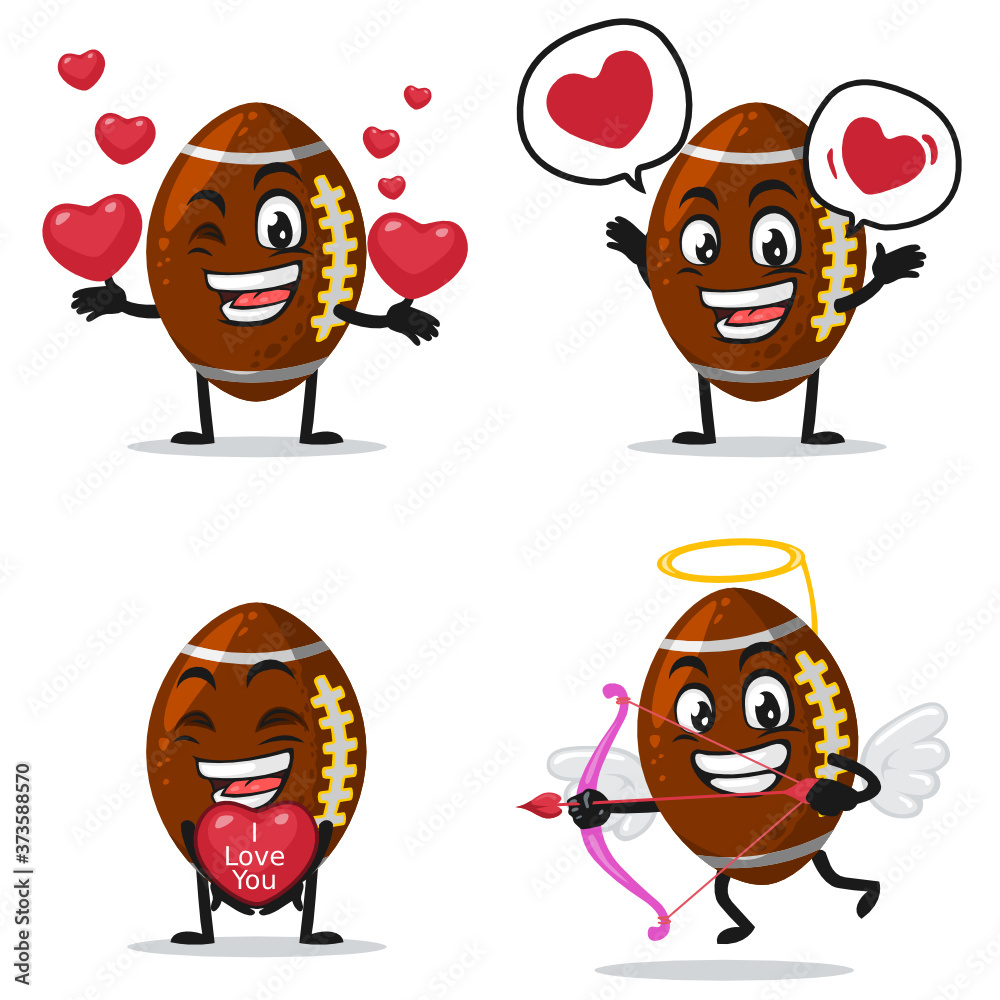 Vector illustration of rugby mascot or character collection set with love or valentine or love theme Vector illustration of rugby mascot or character collection set with love or valentine or love theme