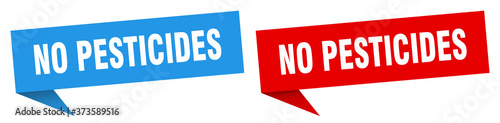 no pesticides banner sign. no pesticides speech bubble label set