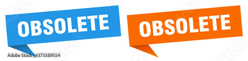 obsolete banner sign. obsolete speech bubble label set