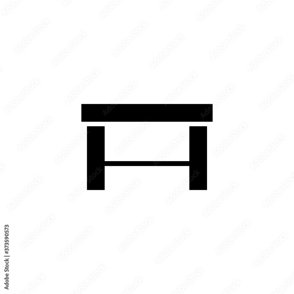 Desk icon in black flat glyph, filled style isolated on white background Desk icon in black flat glyph, filled style isolated on white background
