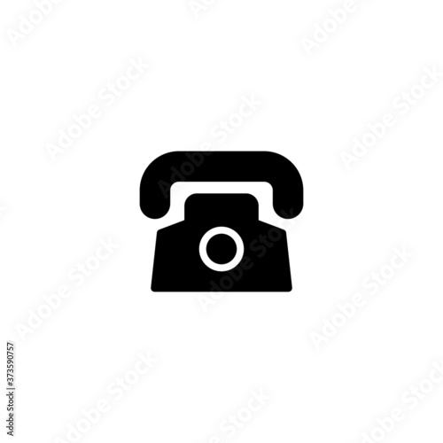 Telephone icon in black flat glyph, filled style isolated on white background © hilda