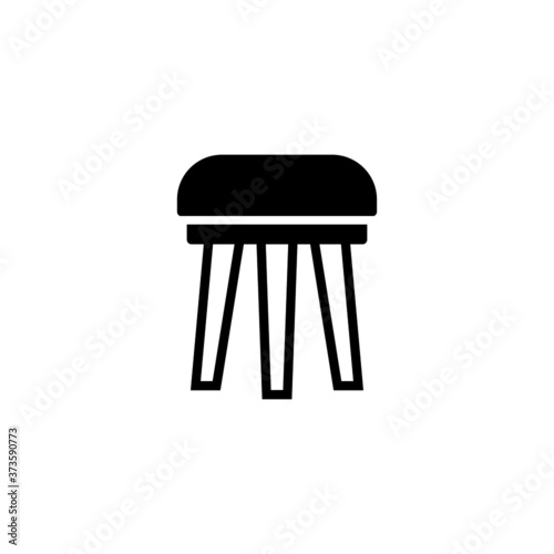 Wood Chair stool icon in black flat glyph, filled style isolated on white background
