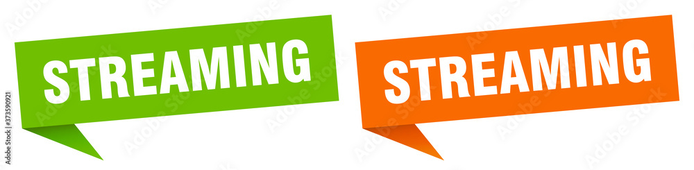 streaming banner sign. streaming speech bubble label set streaming banner sign. streaming speech bubble label set