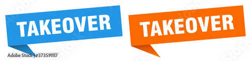 takeover banner sign. takeover speech bubble label set