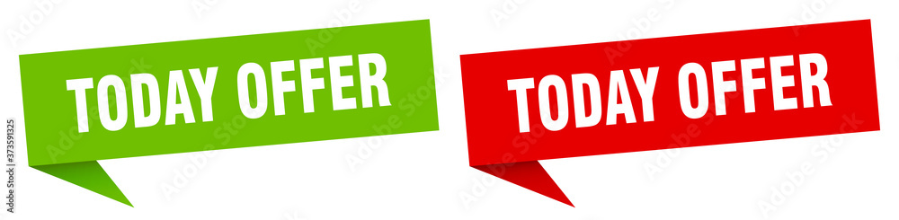 today offer banner sign. today offer speech bubble label set today offer banner sign. today offer speech bubble label set