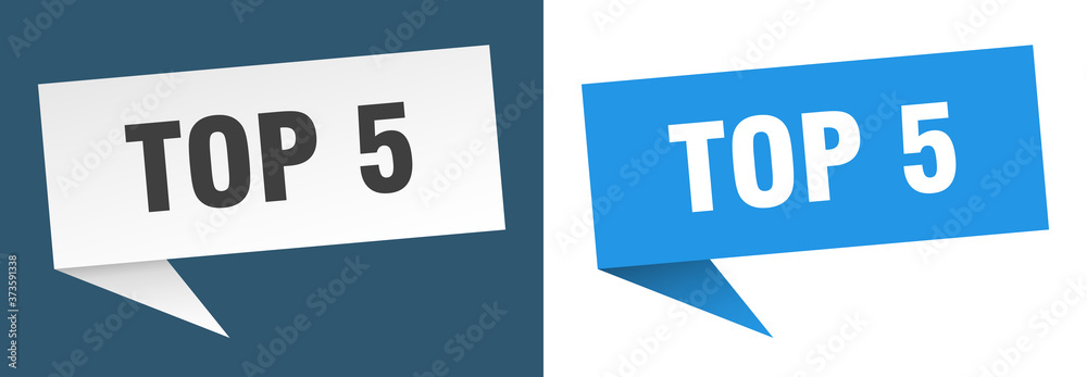 top 5 banner sign. top 5 speech bubble label set top 5 banner sign. top 5 speech bubble label set