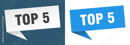top 5 banner sign. top 5 speech bubble label set