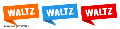Photo waltz banner sign. waltz speech bubble label set
