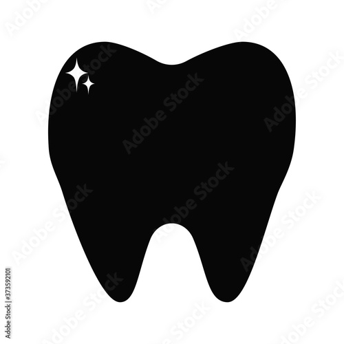 Black tooth icon, symbol, logo isolated on white background. Dental care, stomatology concept. Vector illustration