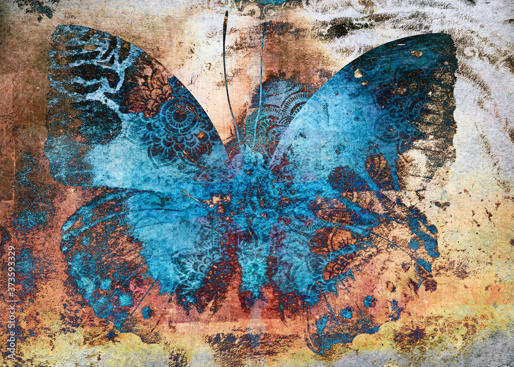 Grunge butterfly colorful ilustração do Stock | Adobe Stock