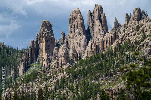 Beautiful spires rock formations in Custer State Park along the Needles Highway South Dakota
