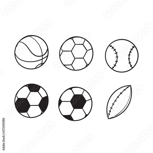 hand drawn doodle sport ball collection illustration icon isolated