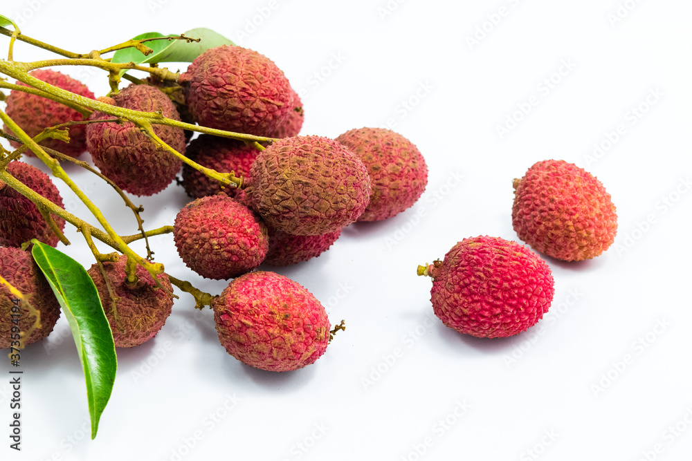 Fresh lychees fruit isolated on white background Fresh lychees fruit isolated on white background