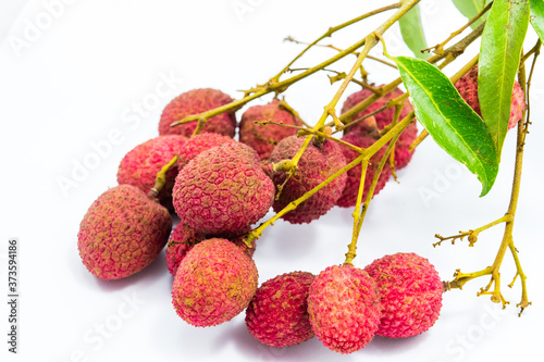 Fresh lychees fruit isolated on white background