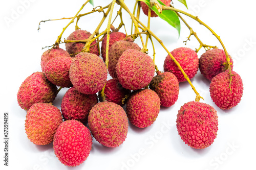 Fresh lychees fruit isolated on white background