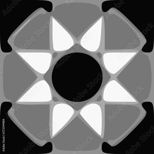 Fantasy on ethnic pattern, shades of gray. Vector design, seamless pattern.
