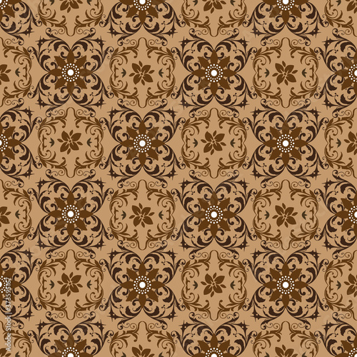 Beautiful flower motifs on traditional Bantul batik with soft mocca color designs.