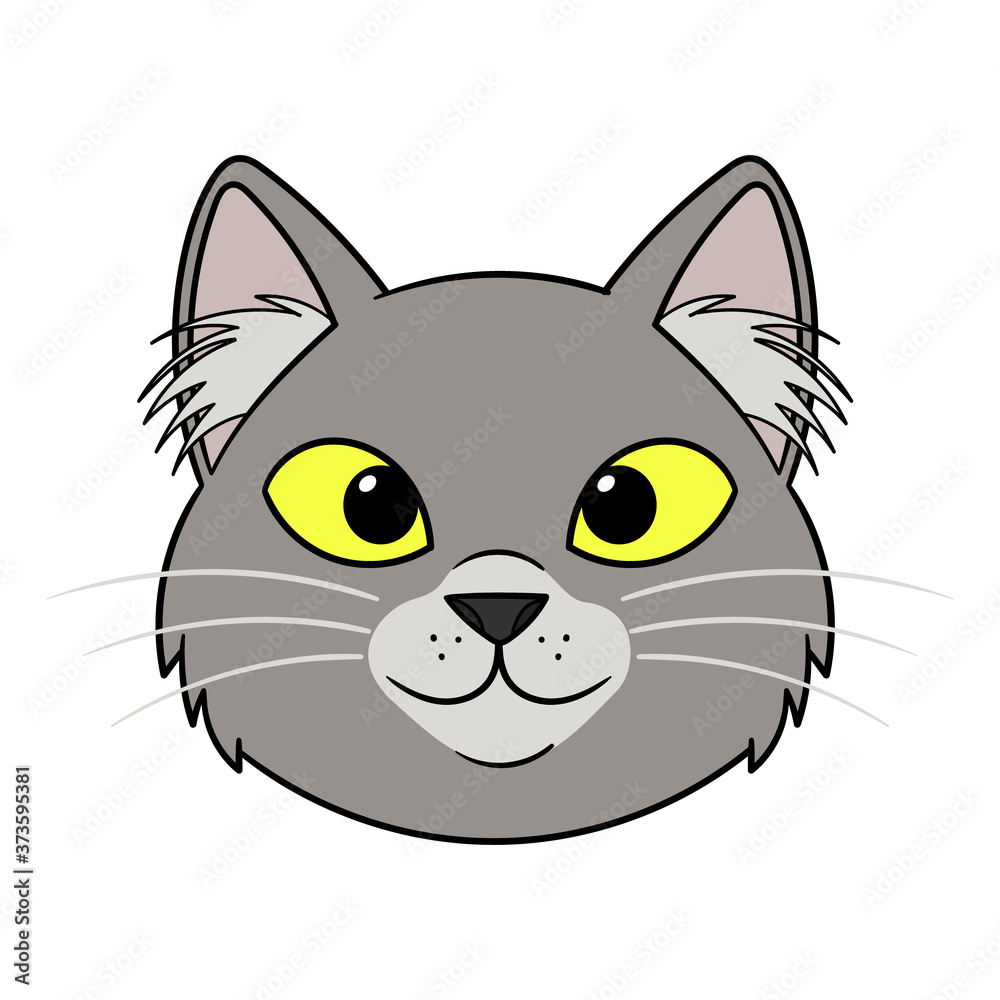 Vector Cartoon Grey Cat Illustration Vector Cartoon Grey Cat Illustration