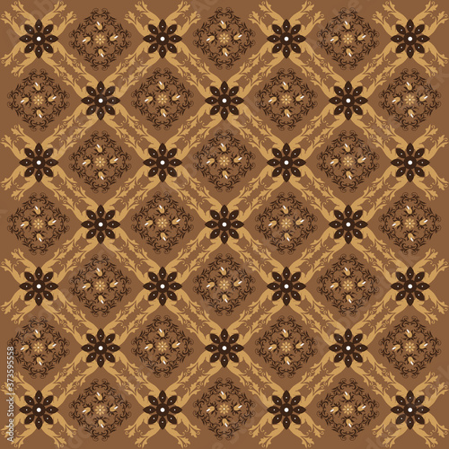 The elegant motif on Javanese batik with simple brown color design.
