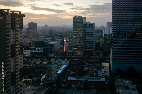 City landscape with a sunset in The Philippines