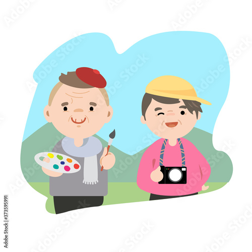 old age couple and activity