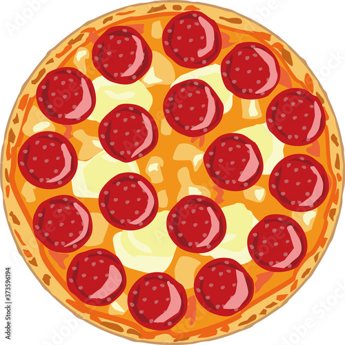 チーズとサラミのイタリアンフードピザのイラスト