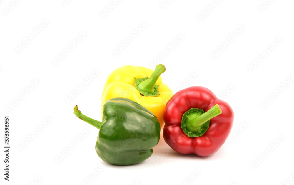 Mixed and colorful of bell pepper on white background. Mixed and colorful of bell pepper on white background.