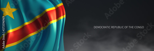 Democratic Republic of the Congo Flag with Dark Background. 3d Rendering of African countries Flag.