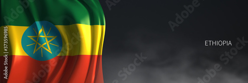 Ethiopia Flag with Dark Background.
3d Rendering of African countries Flag. photo