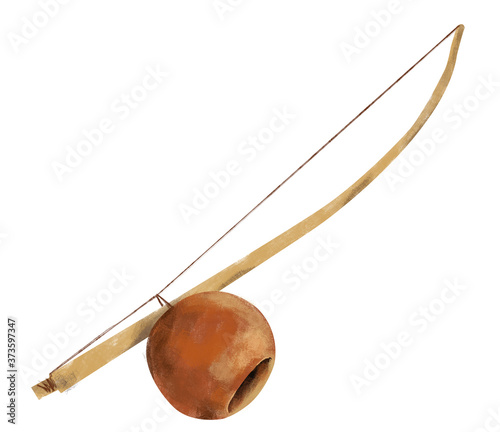 Illustration of Capoeira musical instrument (Berimbau). The origin is from  Angola (Hungu) but it is also traditional from Bahia, Brazil. Isolated on  white background. Stock Illustration | Adobe Stock
