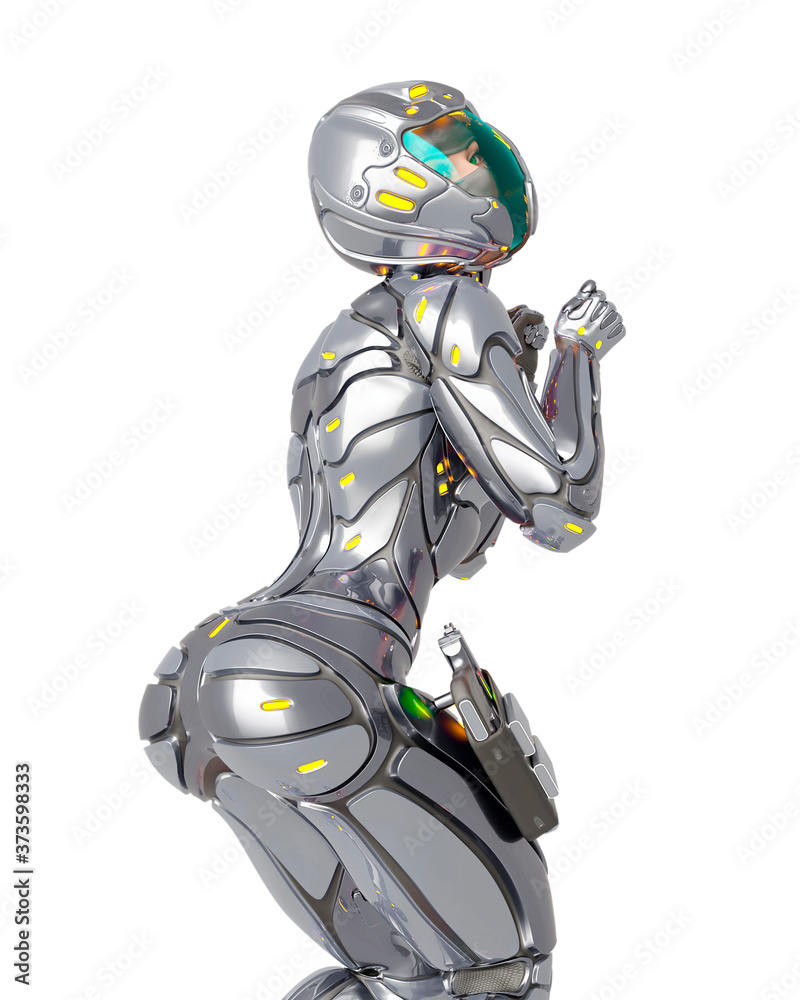 astronaut girl on sci-fi suit is doing a sweet pin up pose astronaut girl on sci-fi suit is doing a sweet pin up pose