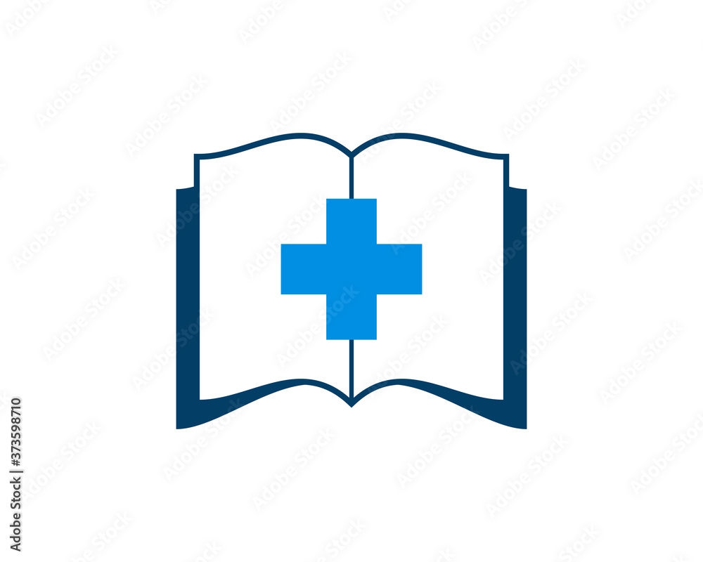 Obraz premium Medical book with healthy symbol in the middle