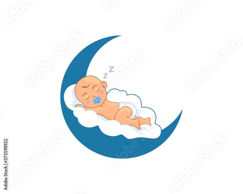 Elegance sleeping baby in the moon