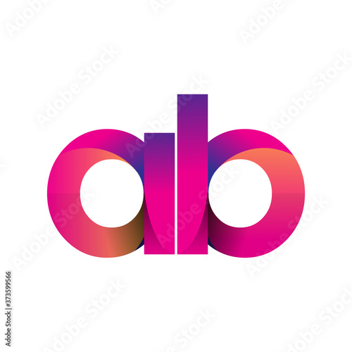 Initial Letter AB Logo Lowercase, magenta and orange, Modern and Simple Logo Design.