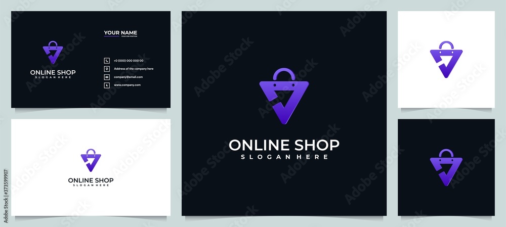 Abstract logo online shop logo design inspiration with business card
