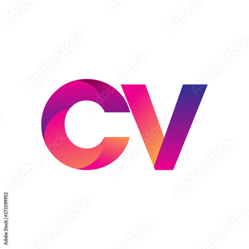Initial Letter CV Logo Lowercase, magenta and orange, Modern and Simple Logo Design.