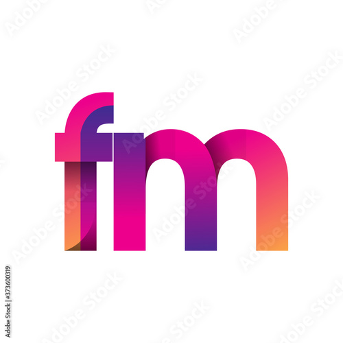 Initial Letter FM Logo Lowercase, magenta and orange, Modern and Simple Logo Design.