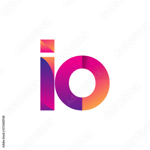 Initial Letter IO Logo Lowercase, magenta and orange, Modern and Simple Logo Design.