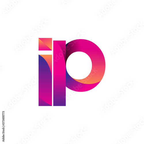 Initial Letter IP Logo Lowercase, magenta and orange, Modern and Simple Logo Design.