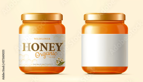Golden honey jar mock-ups