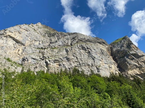 Alpine peak Schnidengrätli (Schnidengraetli) above the Melchtal valley and in the Uri Alps mountain massif, Melchtal - Canton of Obwald, Switzerland (Kanton Obwalden, Schweiz) photo