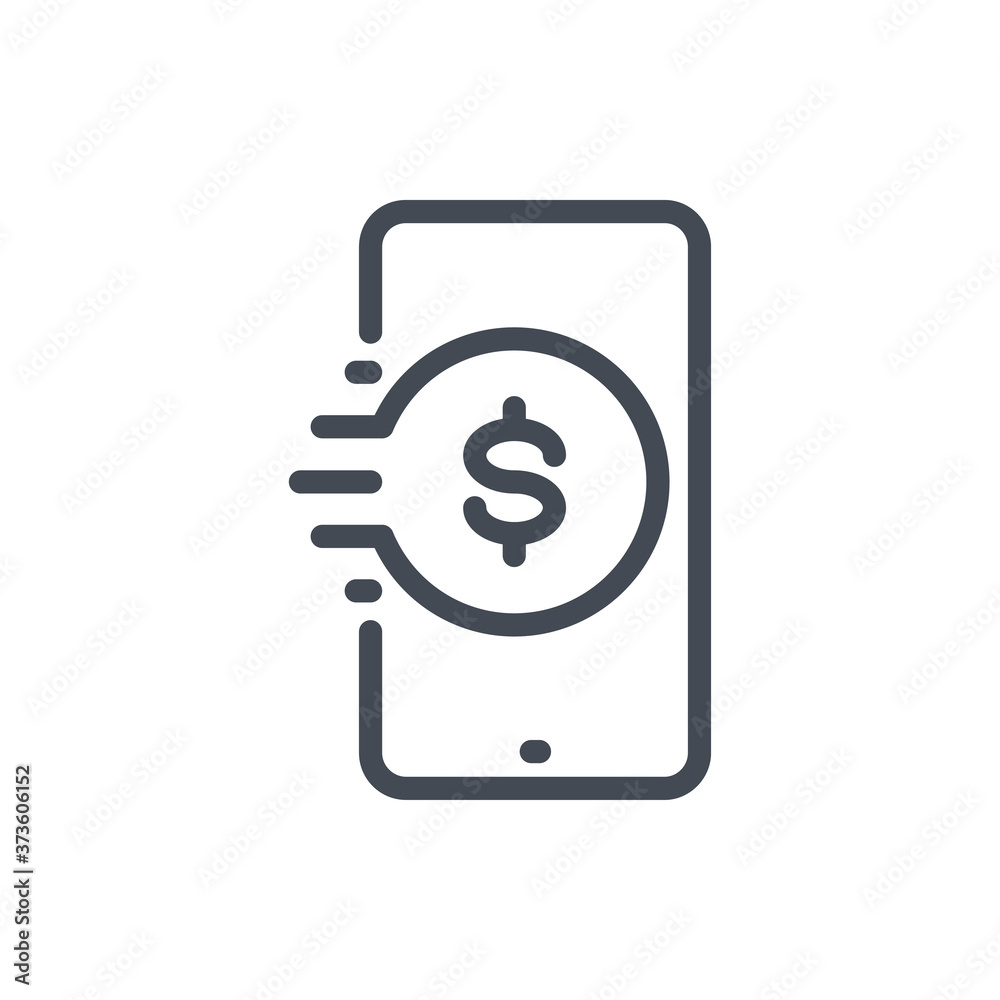 Mobile Phone with Dollar Coin line icon. Mobile Banking and Mobile Payment vector outline sign. Mobile Phone with Dollar Coin line icon. Mobile Banking and Mobile Payment vector outline sign.