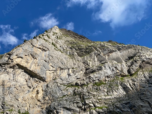 Alpine peak Schnidengrätli (Schnidengraetli) above the Melchtal valley and in the Uri Alps mountain massif, Melchtal - Canton of Obwald, Switzerland (Kanton Obwalden, Schweiz) photo