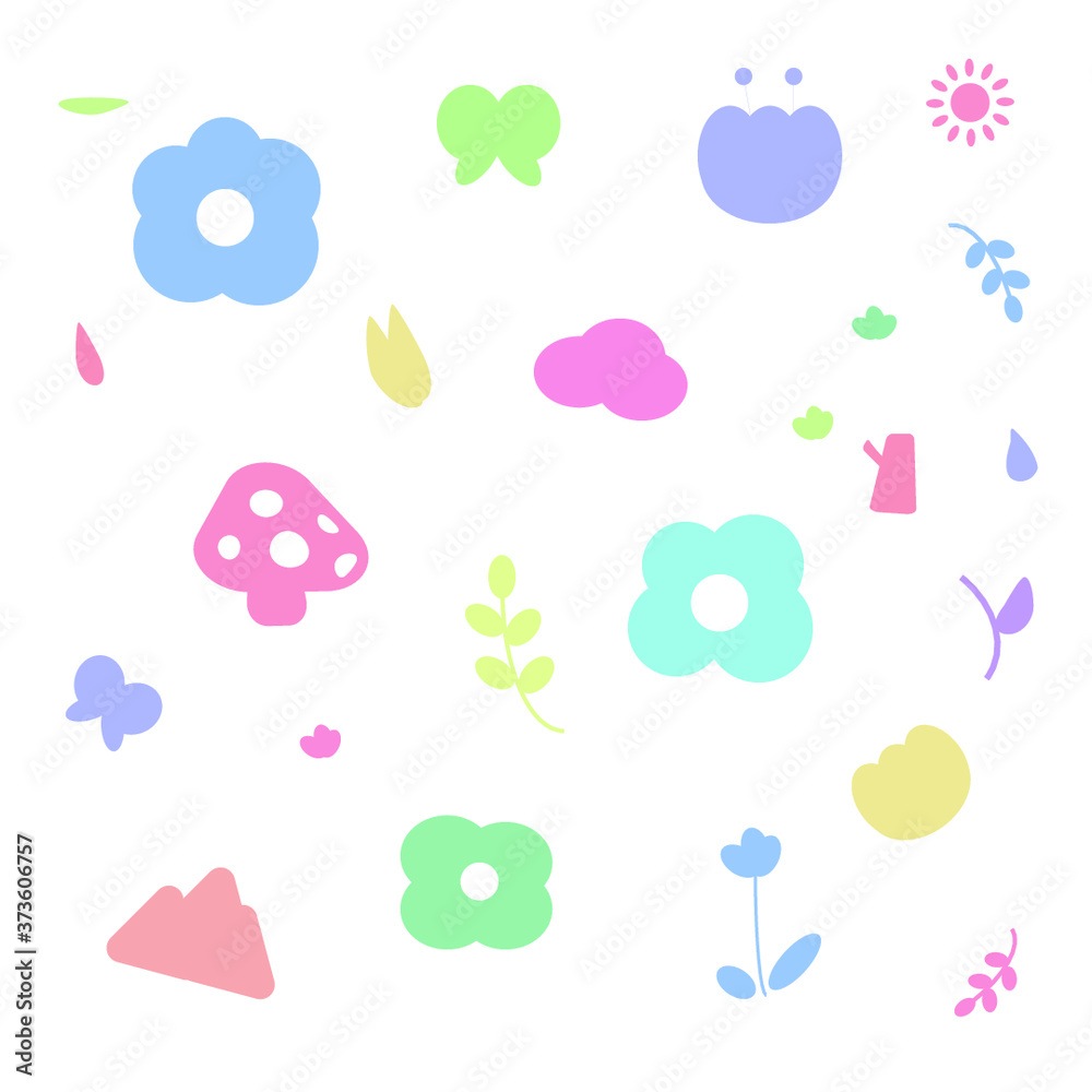 도형 자연 일러스트 멀티 컬러